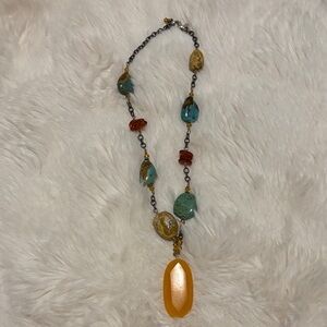Silpada Turquoise & Amber Pendant Necklace